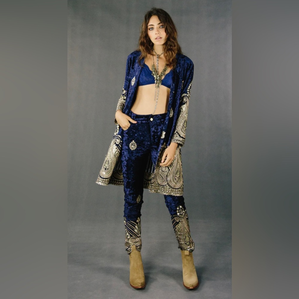 Lenni The Label Instrumental Pants and Nyves Jacket Set Navy Velvet XS